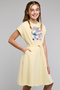 Stitch Print Fit & Flare Dress with Crew Neck and Short Sleeves - 2