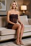 Women's Strapless Ruched Short Dress Bodycon Cutout Lined Sleeveless Knitted Fabric Mini Length Daily Casual - 3