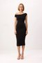 Women Asymmetrical Collar Low Sleeve Bodycon Midi Dress Silky Interlock Knitted Fabric Daily Casual Modern - 4