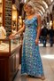 Women's Flounced V-Neck Thin Straps Floral Pattern Woven Beach Maxi Dress Unlined Daily Casual Modern