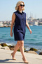 Women's Plus Size Sleeveless Shirt Collar Woven Dress %100 Cotton A-Line Cut Midi Length Daily Casual - 2