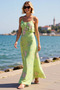 Women's Floral Patterned A-Line Maxi Dress Thin Straps Flounce Pool Neckline Lined Daily Casual Modern - 2