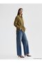 Özmarka New Season Green Women's Shirt with Gathered Waist - 2