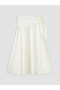 White Flared Skirt with Tie Detail