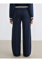 Navy Blue Elastic Waist Soft Touch Women's Sweatpants - 4