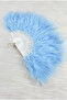 Large Size Baby Blue Feathered Bridal Fan, Wedding Henna Bridesmaid Bride Circumcision Gift, 1 Piece 30X50Cm - 2