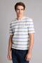100% Cotton Relax Fit Crew Neck Striped Short Sleeve Knitwear Ecru T-Shirt G3419Ax26Sm - 3