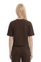 Premium - Sway Collection |   Brown Modal Crew Neck T-Shirt with Ribbed Stitching Detail - 4