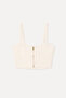 Women's Off-White Jacquard U-Neck Crop Tank Top - 2