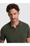 Khaki Slim Fit Apaş Collar Knitwear T-Shirt 50324073-Vr027 - 2