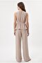 Women's Giselle Halter Neck Tie Blouse Elastic Waist Pants Woven Stone Bottom Top Set - 5
