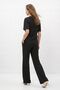 Black Tie-Down Blouse and Pocketed Wide-Leg Glitter Pants Set 2893 - 3