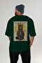 97 Cats for Cat Lovers Printed Green Oversize T-Shirt 100% Cotton Unisex Cat Lover Premium Design - 4
