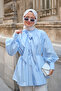 Women's Collared and Waist-Tied Blouse Blue - 3