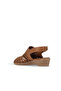 Brown Leather Women's Wedge Heeled Sandals - 4