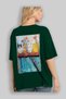 For the Love of Cats 14 Cats Printed Green Oversize T-Shirt 100% Cotton Unisex Cat Lover Premium Design - 3