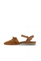 Tan Suede-Leather Women's Flat Sandals - 3