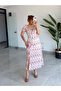 Floral Patterned Slit Madonna Collar Maxi Slit Dress