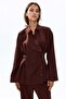Linen-blend wrap shirt