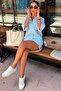 Baby Blue Short Sleeve Modal Shirt Shorts Set Mg2739 - 5