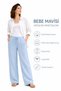 Women's Baby Blue 100% Cotton Muslin Woven Relaxed Straight Pants - 2