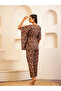 Brown Floral Drawstring Cotton Top and Pyjama Set