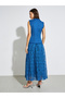 Blue Lace Sleeveless Blazer Maxi Dress - 5