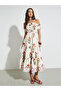 Off White Floral Print Tiered Midi Dress - 2