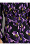 Purple Floral Print Long Sleeves Maxi Dress - 4