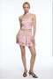 Choker Detailed Satin Strapless Crop Bustier - Powder - 3