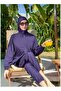 Black Full Covered Water Repellent Fast Drying Side Adjustable Zippered Hijab Swimsuit - 2