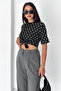 Paris Mood Polka Dot Tie Detail Crop Blouse - 4