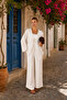 Women's White Muslin Two-Piece Set - Tie-Front Kimono Cardigan and Wide-Leg Pants Set - 4