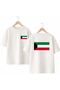 Kuwait Flag Printed on the Back and Front Chest, 100% Cotton Oversize Loose Regular Fit Crew Neck T-Shirt
