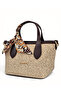 Brown, Straw Look, Scarf, Crossbody Strap, Minimalist, Hand & Shoulder Women's Bag - 4