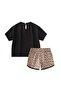 Patterned T-Shirt and Shorts Set 1-7 Years Black - 3