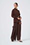 Women's Chiffon Double Suit with Ruffle Detail, Brown 31342 - 2