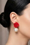 Acrylic Katmer Rose Pearl Earrings 5 Cm.