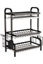 Multi-Functional Kitchen Drying Rack Stand, Large Capacity 3-Level Dish Organizer with Removable Drip Trays, Durable Metal Construction and Side Storage Accessories