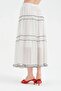 Women's Polka Dot Printed Lined Long Skirt with Elastic Waist Design - 4