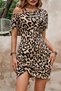 New Season Women's Short-Sleeved, Patterned, Short Jersey Dress with Straps on the Shoulders - 4