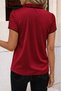 Women's Short Sleeve Ruffled Collar Lace-Up Janjan Crepe Blouse - 3