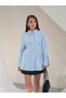 Women's Mirelle Woven Poplin Fabric Waist-Slit Shirt with Chain Detail - 5