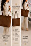 Women's Cinnamon Color Tote Bag Large Volume Daily Suede Shoulder Bag Width 45 Length 36 Depth 14
