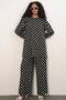 Women's Tunic Pants Polka Dot Top and Bottom Set 1013 - A.Black - 4
