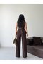 Gold Button Detailed Sleeveless Vest and Pants Set with Belt Accessory - 9