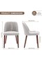 Set of 2 Wooden Dining Chairs, Upholstered Kitchen Chairs, Dining Room with Padded Seat and Wooden Legs, Modern Fabric Side Chair for Kitchen, Dining Room, Restaurant, Cafe, Gray - 2