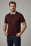 Interview Zippered Polo Collar Rayon Thin Knitwear Dark Burgundy T-Shirt - 6