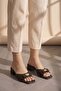 Lorea Brown Wrinkled Patent Leather Buckle Short Heeled Women's Slippers - 2