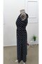 Women's Off-The-Shoulder Halter Neck Polka Dot Long Knitted Crepe Dress - 7